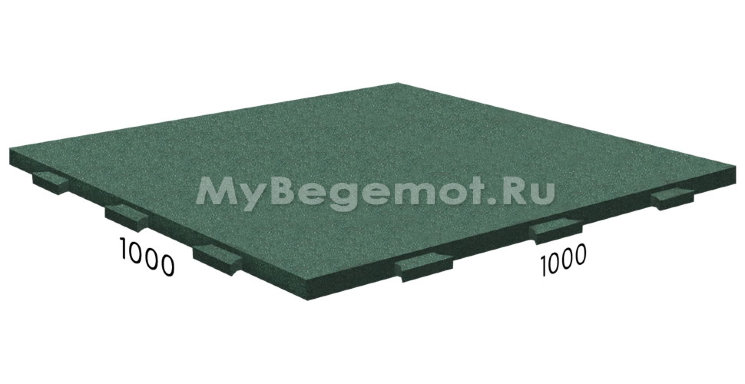 Резиновая плитка RUBBLEX со скрытым замком, 1000x1000 мм, зеленая