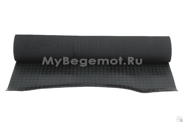 Рулонная резина, резиновое покрытие  "Монетка" 1.5*10.0 м, 3 мм, черный